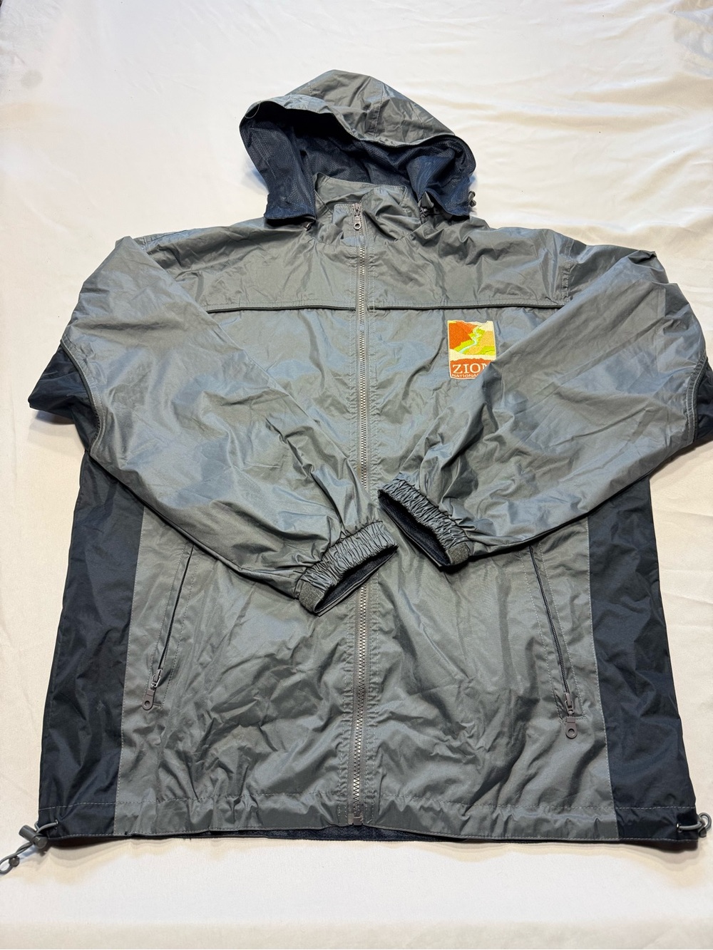 Men's Gray Hooded Windbreaker Jacket